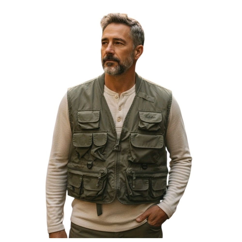 Cabelas Outdoor Gear Fishing Hunting Utility Vest Mens Army Green Size Large